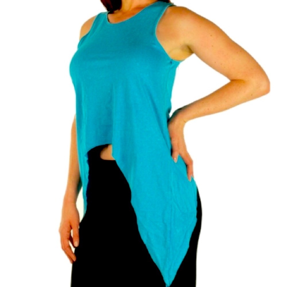 🔴CLEARANCE🔖 NWT 🦈 DOTS COTTON TURQUOISE BLUE SHARK BITE TANK TOP Women 1X 2X 3X - Picture 2 of 7